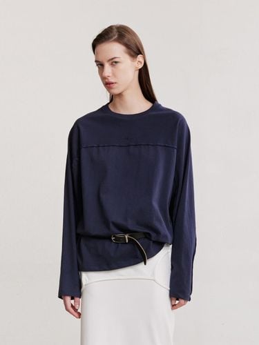 Raw Cut Oversized Long Sleeve Top [Navy] - AFTERHOURS - Modalova