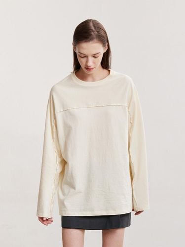 Raw Cut Oversized Long Sleeve Top [Beige] - AFTERHOURS - Modalova