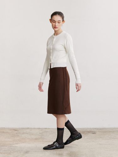 Wrap Textured Polyester Midi Skirt [Brown] - AFTERHOURS - Modalova