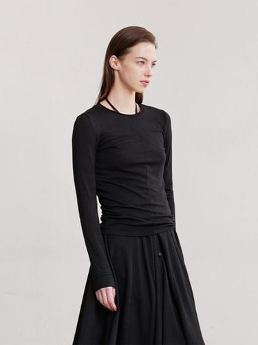 Double Layered Cotton Modal Long Sleeve Top [Black] - AFTERHOURS - Modalova