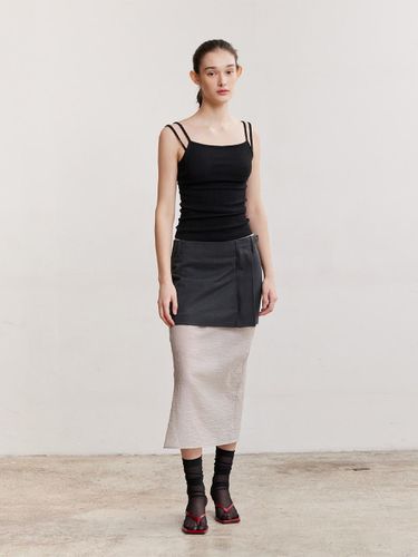 In1 See-through Wrap Pleated Skirt [Charcoal+Grey] - AFTERHOURS - Modalova