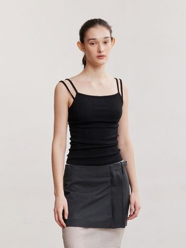 Double Strap Ribbed Sleeveless Top [BLACK] - AFTERHOURS - Modalova