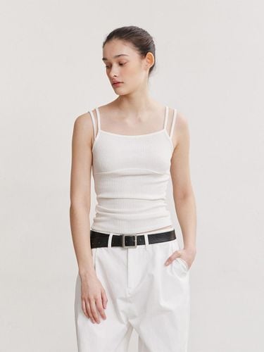 Double Strap Ribbed Sleeveless Top [Beige] - AFTERHOURS - Modalova