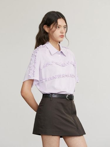 Ruffle Pique Cotton Shirt [Lavender] - AFTERHOURS - Modalova