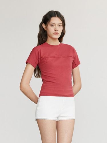 Raw Cut Seamless Cotton Modal Half Top [Purple] - AFTERHOURS - Modalova