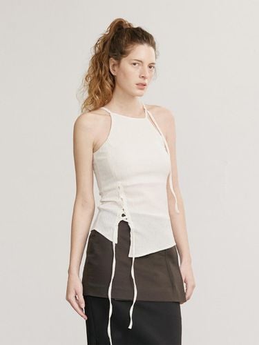 Lace Up Halter Sleeveless Top [White] - AFTERHOURS - Modalova