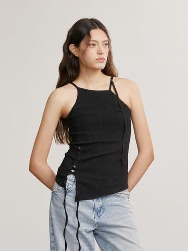 Lace Up Halter Double-Layered Top [Black] - AFTERHOURS - Modalova