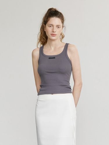 Square Neck Cotton Spandex Sleeveless Top [Purple Grey] - AFTERHOURS - Modalova