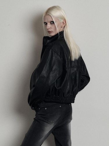 Eco Leather Two Way Logo Jacket [Black] - ANIV - Modalova