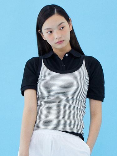 Label Sleeveless Stripe Top [Black] - AVAM HOME - Modalova