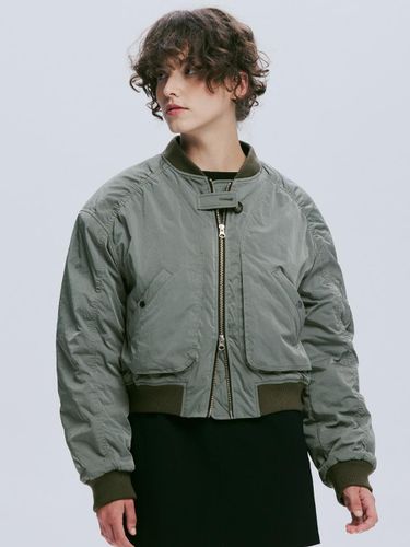 Detachable Hood Water-Repellent Bomber Jacket [Light Khaki] - AFTERHOURS - Modalova