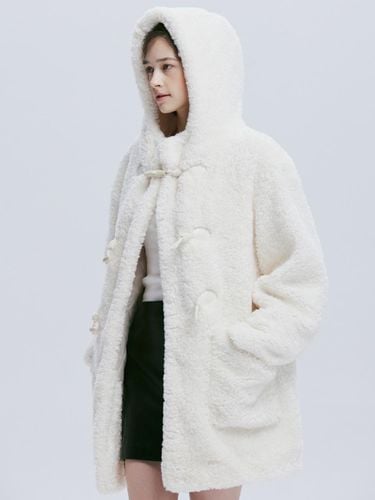 Shearling Hooded Half Length Coat [Beige] - AFTERHOURS - Modalova