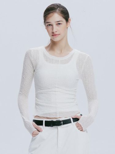 Two-way Layered See-through U-neck Top [White] - AFTERHOURS - Modalova