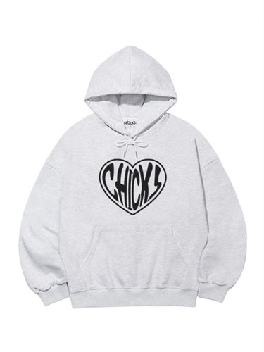 Heart Fleece Lined Hooded T-shirt [Light Melange] - chicks - Modalova