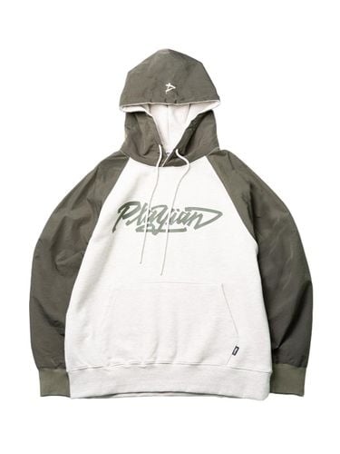 Color Block Raglan Streetwear Hoodie [Khaki+Light Brown] - PLAYIAN - Modalova