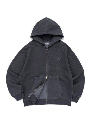 Pigment Washed Triple-Knit Logo Hoodie [Blue Gray] - KINDS - Modalova