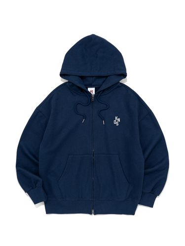 Premium French Terry Semi-Overfit Hood Zip-up [Dark Blue] - KINDS - Modalova