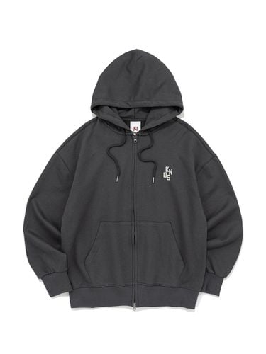 Premium French Terry Semi-Overfit Hood Zip-up [Charcoal] - KINDS - Modalova