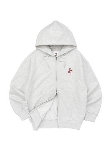 Premium French Terry Logo Hood Zip-up [Light Melange] - KINDS - Modalova