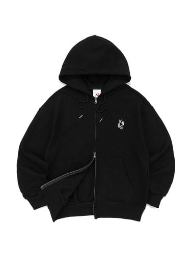 French Terry Semi-Overfit Logo Hood Zip-up [BLACK] - KINDS - Modalova