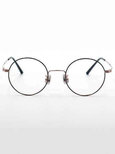 Lightweight Round Metal Glasses [Black/Rose Gold] (AL8201) - aloeyewear - Modalova