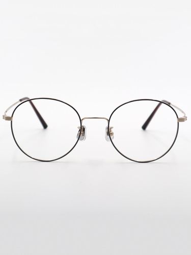 Semi-oversized Round Metal Glasses [Brown/Gold] (AL8204) - aloeyewear - Modalova