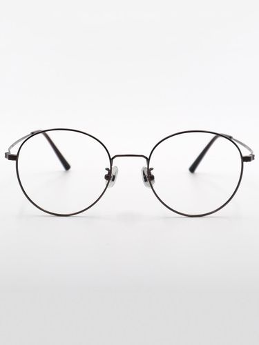 Semi-oversized Round Metal Glasses [Brown] (AL8204) - aloeyewear - Modalova