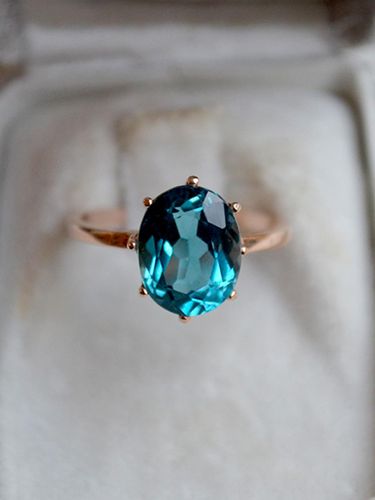 London Blue AAA Grade Rose Gold Ring - martha in the garret - Modalova