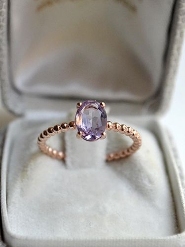 Natural Amethyst Sterling Silver Ring [Pink Purple] - martha in the garret - Modalova