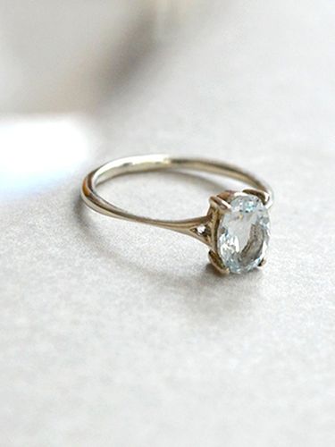 Sterling Silver Natural Statement Ring [Aquamarine] - martha in the garret - Modalova