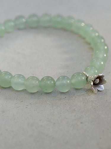 Sterling Silver Natural Stone Bracelet [Green] - martha in the garret - Modalova