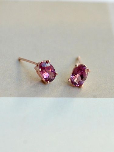 Natural Sterling Silver Tourmaline Earrings [Pink] (641) - martha in the garret - Modalova