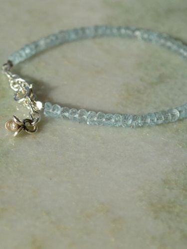 Rondelle Sterling Silver Aquamarine Bracelet - martha in the garret - Modalova