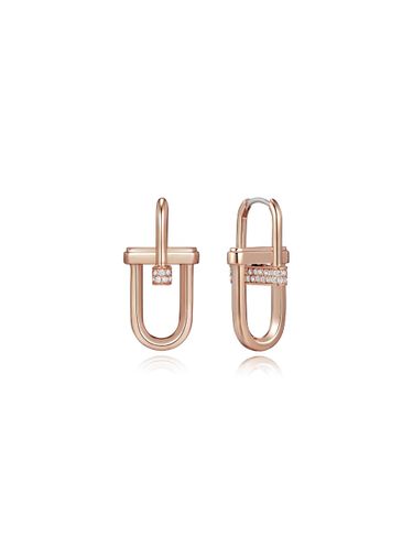 Silver Rose Gold Plated Cubic Zirconia Earrings (JDREP3S40ZC) - DIDIER DUBOT - Modalova