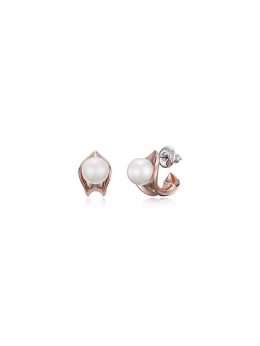 Round Glass Stone Silver Earrings (JDDEPXF036W) - DIDIER DUBOT - Modalova