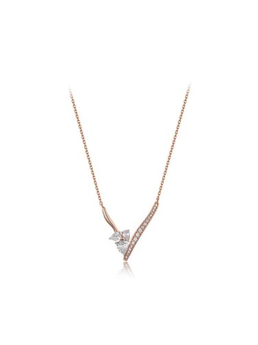 Silver Rose Gold Plated Cubic Zirconia Necklace (JDPNPWS64ZC) - DIDIER DUBOT - Modalova