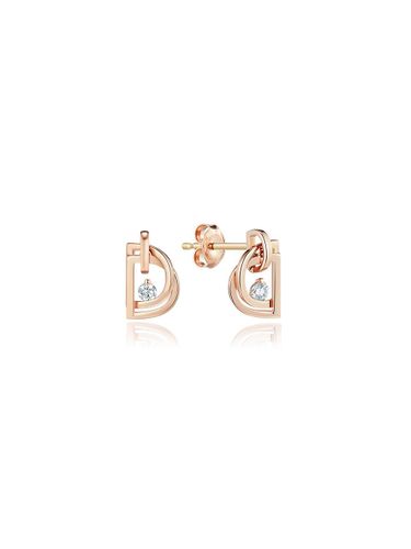 K Rose Gold Double D Cubic Zirconia Earrings (JDRERYS91ZC) - DIDIER DUBOT - Modalova