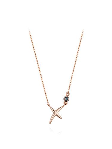 K Rose Gold Diamond Glass Necklace (JDPNRSS344B) - DIDIER DUBOT - Modalova