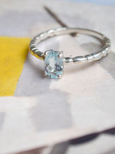 Natural Sterling Silver Aquamarine Ring [Aquamarine] - martha in the garret - Modalova