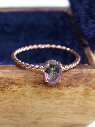 Oval Mystic Topaz Rose Gold Ring - martha in the garret - Modalova