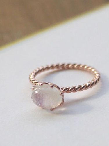 Rainbow Moonstone Rose Gold Ring - martha in the garret - Modalova