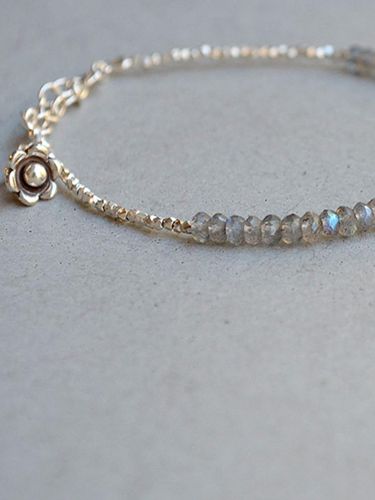 Embossed Texture Labradorite Sterling Silver Bracelet - martha in the garret - Modalova