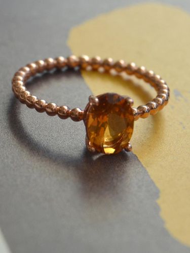 Sterling Silver Rose Gold Plated Citrine Ring - martha in the garret - Modalova