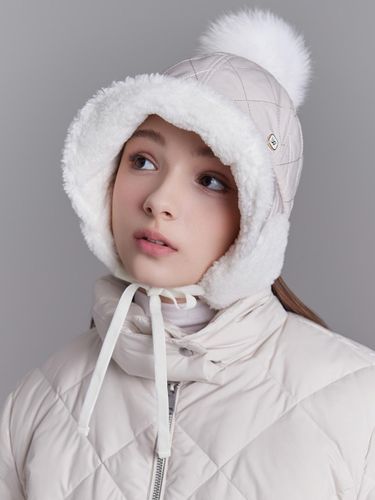 Diamond Quilted Adjustable Winter Hat - WHITE SANDS - Modalova