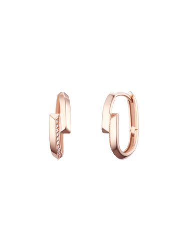 K Rose Gold Arch-Curved Signature Earrings (JJSJEQ5B1600R4000) - J.ESTINA - Modalova