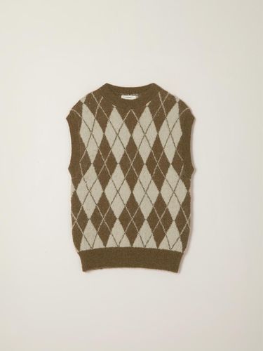 Brush Argylle Diamond Pattern Knit Vest [Beige] - SAGEMENT - Modalova