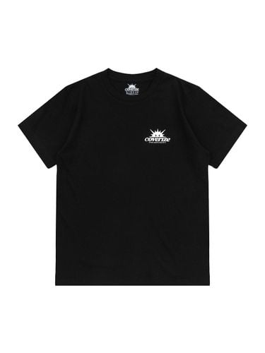 Cotton Slogan Print Short Sleeve T-shirt [Black] - COVERIZE - Modalova