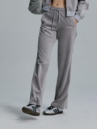 Velvet Straight Fit Tape Stripe Track Pants [Silver] - iba nenets - Modalova