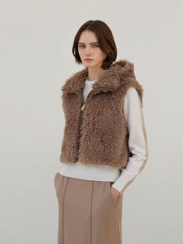 Embossed Texture Cropped Hoodie Vest [BROWN] - Mare di mari - Modalova