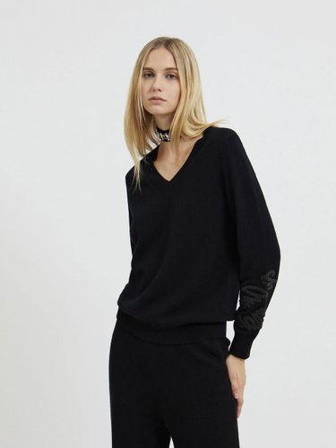 Boucle Stitch V-neck Cashmere Pullover [Black] - Mare di mari - Modalova